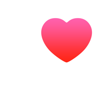 Gradient heart shape transitioning from pink to red on a white background